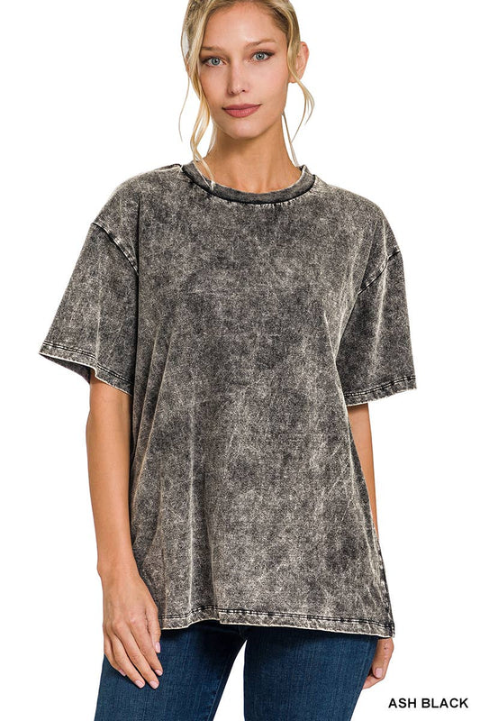 "...SI-25351 Vintage Washed Oversized Short Sleeve Top