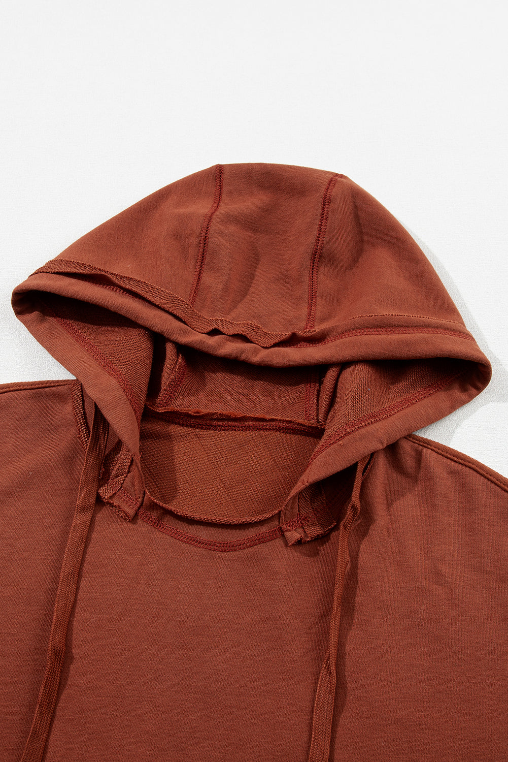 Chestnut Quilted Patchwork Exposed Seam Hoodie