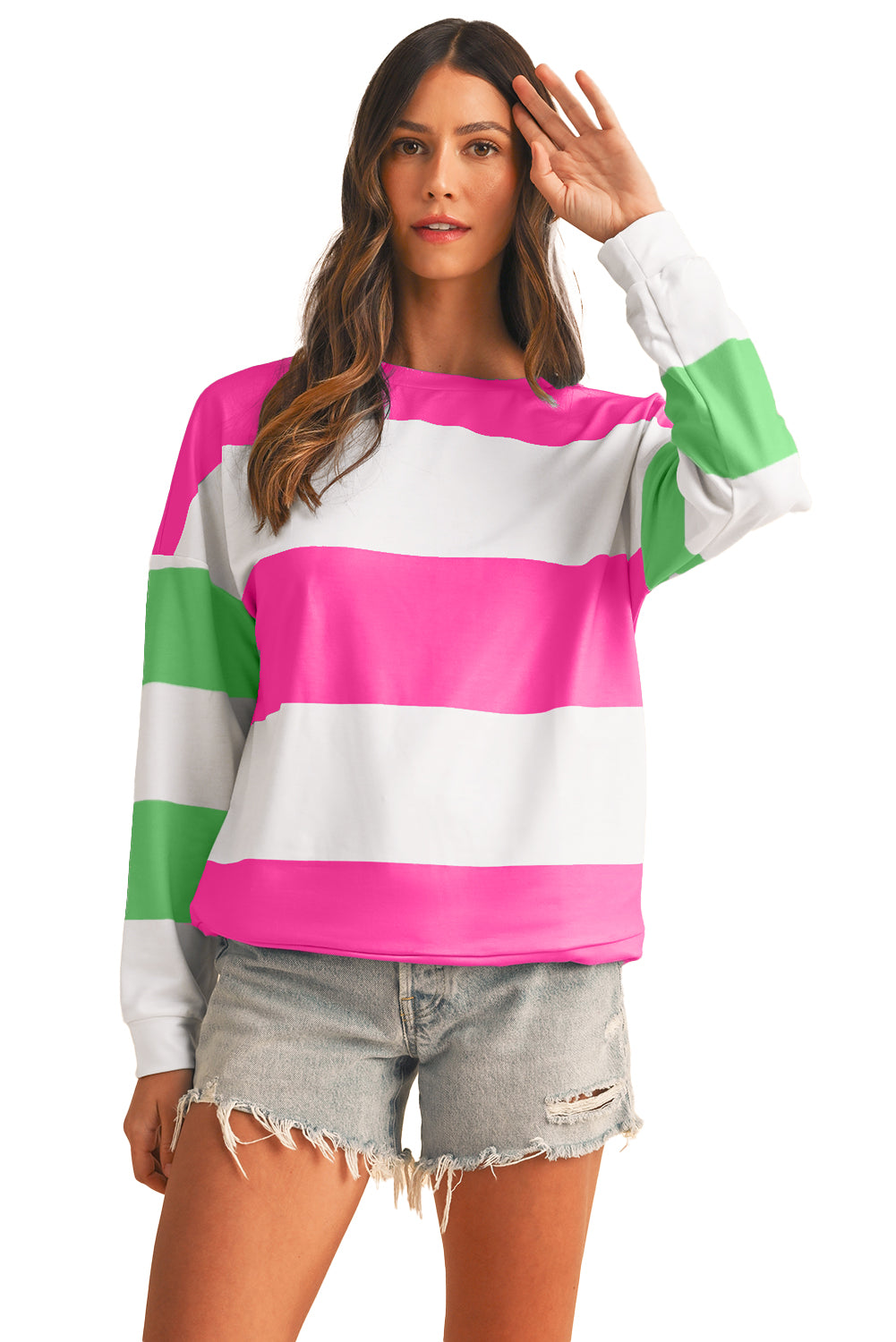 Light Pink Colorblock Drop Sleeve Top