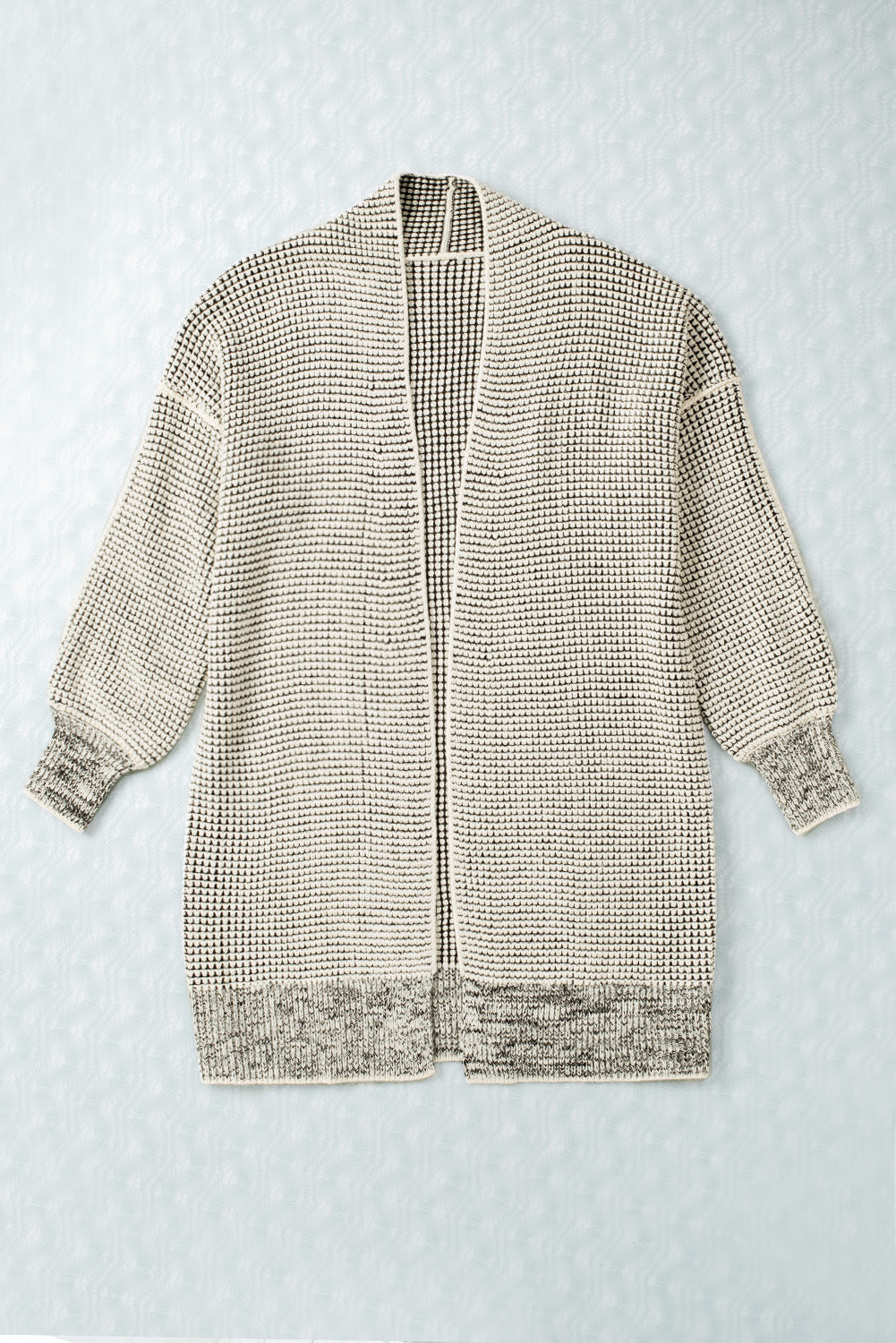 Grey Plaid Contrast Trim Casual Knit Cardigan