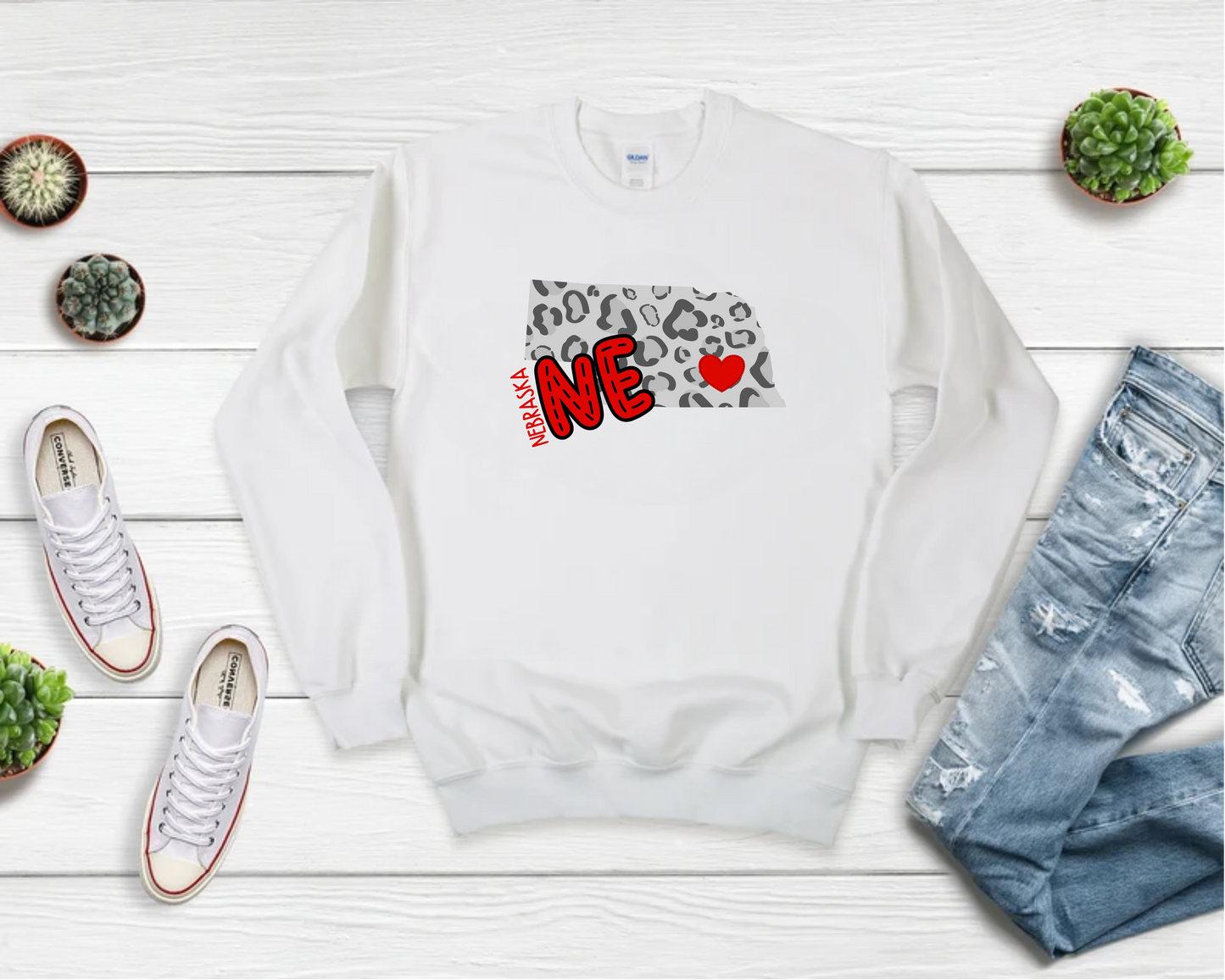 Nebraska Leopard State Sweatshirt