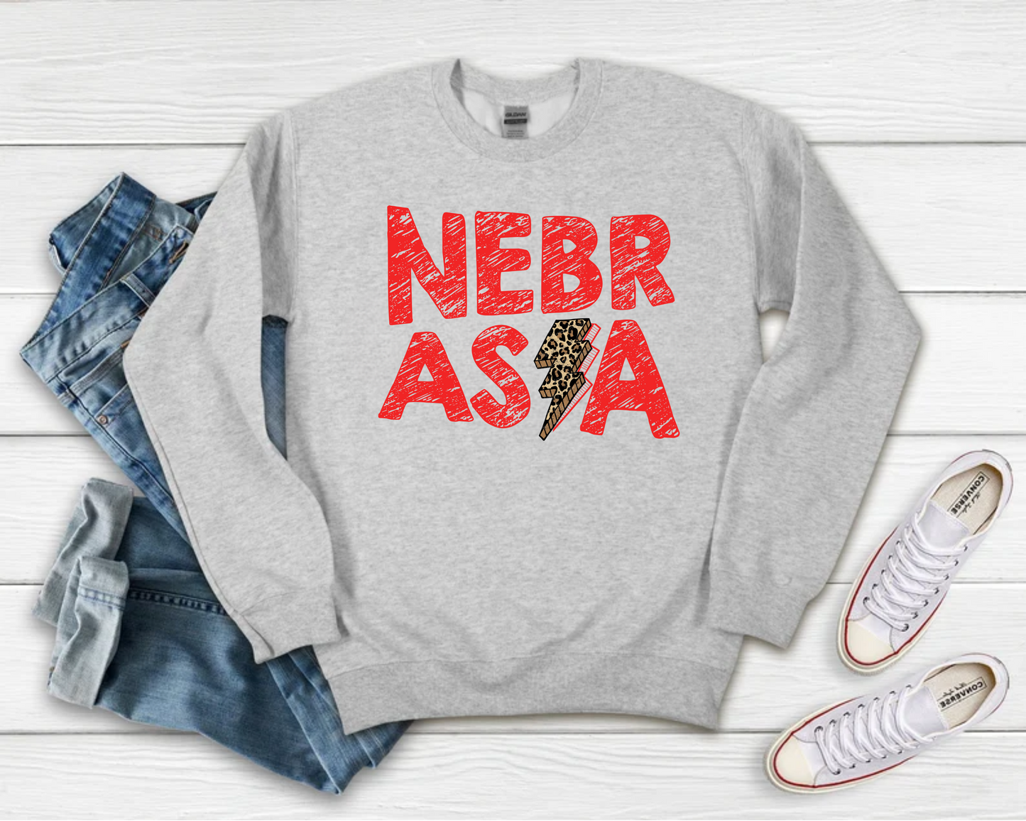 Nebraska Leopard Bolt Sweatshirt