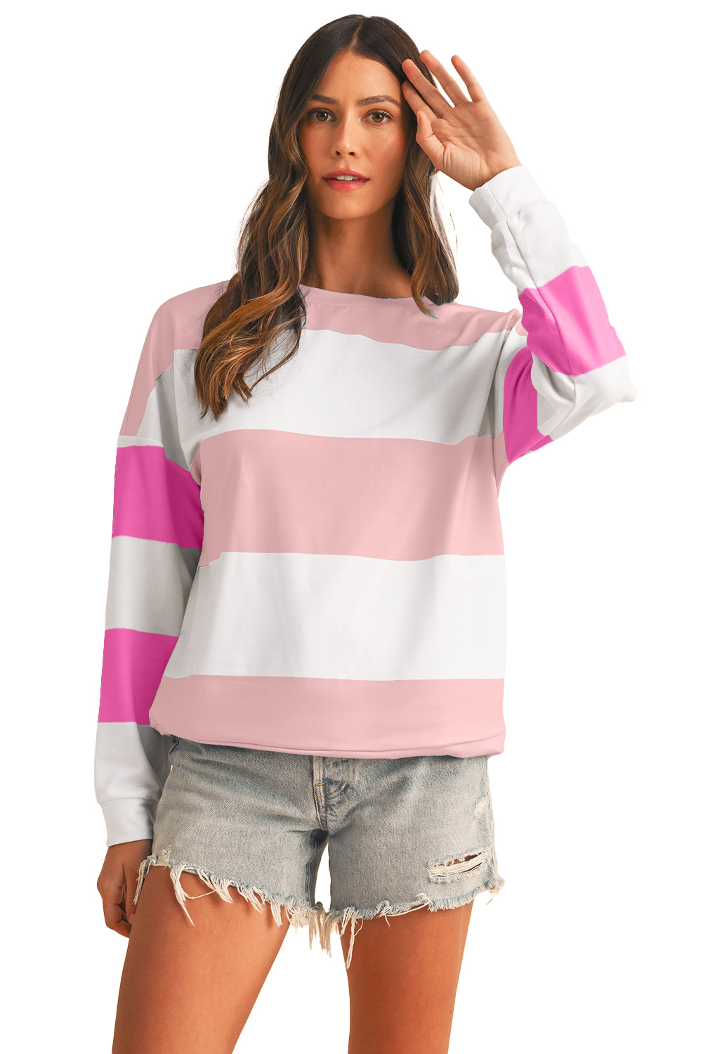 Light Pink Colorblock Drop Sleeve Top