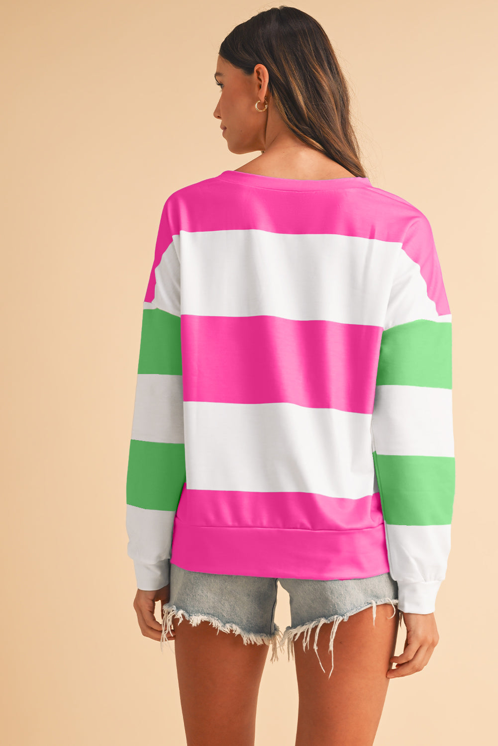 Light Pink Colorblock Drop Sleeve Top